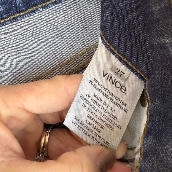 Vince Jeans Womens 28 Flare Mykonos Dark Wash Mid Rise Made in USA DV072… - Picture 4 of 8